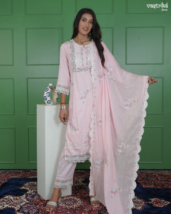 KURTI-COTTON DUPATTA-MAL MAL COTTON BOTTOM- COTTON - Image 9